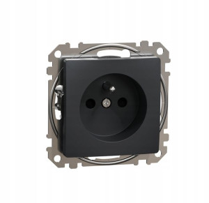 Schneider Design Gniazdo Pojedyncze Z/u +pe Czarne
