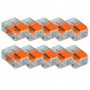 10x Szybkozłączka Wago z dźwigniami 2x0,2-4mm² 221-412