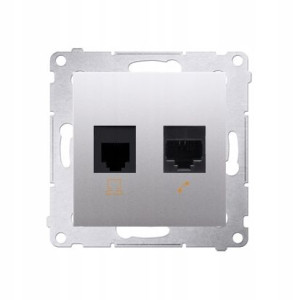 Simon 54 Gniazdo Rj45 Kat. 5e + Rj12 Srebrne