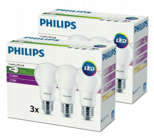 6x Philips Żarówka A60 E27 8w =60w 2700k 806lm