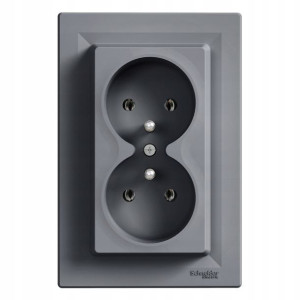 Schneider Asfora Gniazdo podwójne 2x2P+PE stal EPH9800262