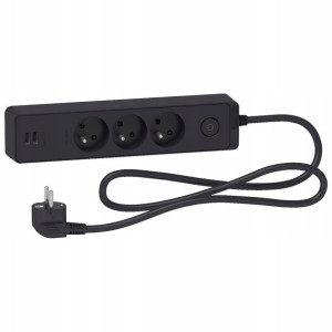 Schneider Odace Przedłużacz 3-gniazdowy 2xusb 1,5m