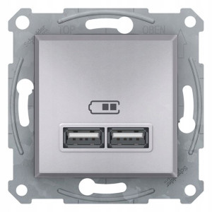 Schneider Asfora Gniazdo Ładow Usb 2.1a Alu B/r