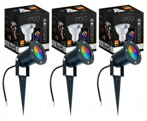 3x REFLEKTOR ogrodowy WBIJANY szpikulec GU10 czarny IP65 + LED RGB TUYA