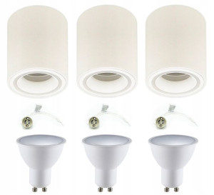 3x Oprawa Natynkowa Spot Tuba Stała +led 5w Gu10