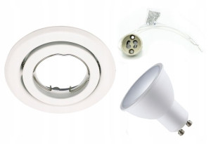 Zestaw Oprawa Halogenowa + Gu10 Led 5w Okr Biała