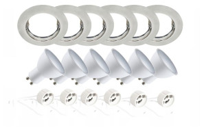 6x Zestaw Oprawa Halogenowa +gu10 Led Okr Chrom