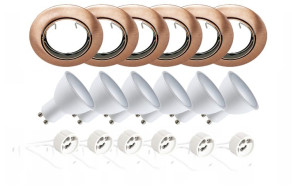 6x Zestaw Oprawa Halogenowa +gu10 Led Okr Miedź