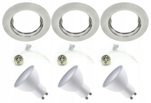 3x Zestaw Oprawa Halogenowa +gu10 Led Okr Chrom