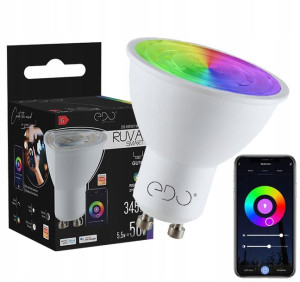 Żarówka RUVA Smart LED GU10 5,5W RGBW 2700-6500K 38st WiFi Tuya Smart EDO