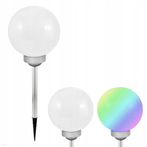 Lampa Solarna Ogrodowa Led Kula Wbijana Rgb + W