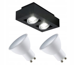 Lampa Sufitowa Plafon Natynkowy Czarny +2 Led Gu10