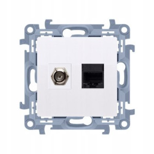 Simon 10 Gniazdo antenowe F,komputerowe RJ45 białe