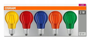 Żarówki LED FILAMENT E27 2W 2700K MIX KOLOR 5 szt.