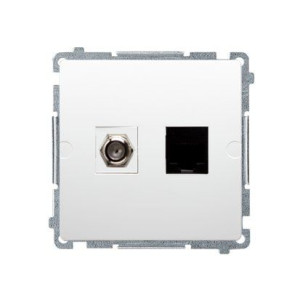 Simon Basic Gniazdo Antenowe Typu 'f' + Rj45 Biały