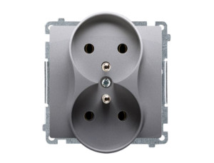 Simon Basic Moduł Gniazdo Podwójne Z/u Inox