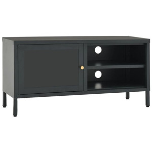 Szafka pod telewizor, antracytowa, 90x30x44 cm, stal i szkło