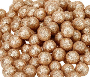 Kulki styropianowe brokatowe 80 g, ozdoba do stroika różowo-złote