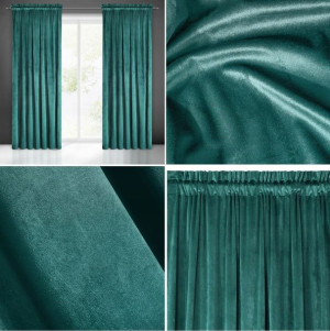 ZASŁONA WELUROWA VELVET NA TAŚMIE 140X270 TURKUS zasłony zaciemniające  Kol