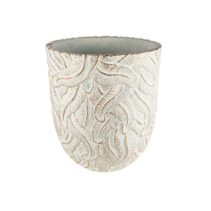 Donica ceramiczna w pióra śr.38 cm biała