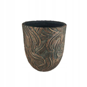 Donica ceramiczna w pióra śr.32,5 cm brązowa