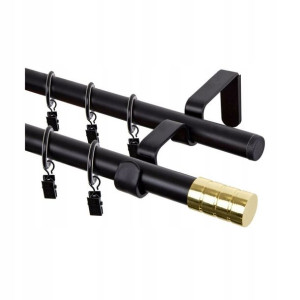 Karnisz Alto 200 cm podwójny czarno-złoty 19 mm