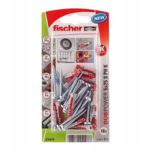 Kołek uniwersalny Fischer Duopower 5 x 25 mm 18 szt.