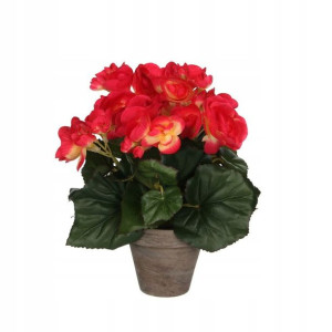 Begonia sztuczna 25cm różowa w doniczce