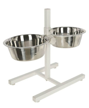 KERBL Stojak na miski dla psa, podwójny + 2 miski 2800 ml, biały