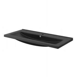 Umywalka ceramiczna GoodHome Nira 100 cm czarna