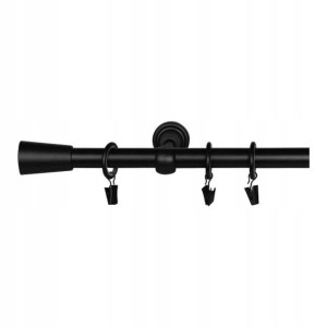 Karnisz pojedynczy Araxos 19 mm 160 cm stożek czarny mat