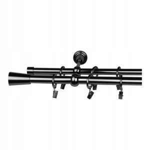 Karnisz podwójny Kimlos 19/16 mm 200 cm stożek czarny nikiel