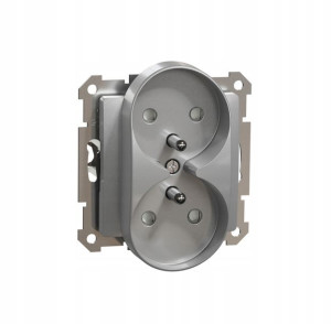 Schneider Design Gniazdo Podwójne Z/u +pe Srebrne
