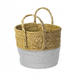 Osłonka doniczki kosz pleciony 27 cm boho z szarym