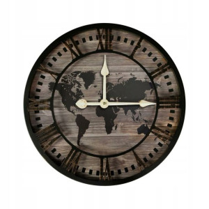 Zegar ścienny Mapa czarno-brązowy śr. 60 cm