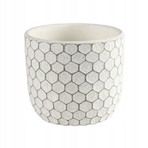 Osłonka doniczki ceramiczna Calle 14 cm wzór heksagony