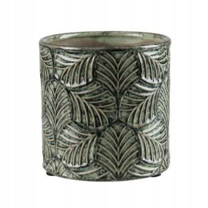 Osłonka doniczki ceramiczna Lasse 15 cm zielona dżungla