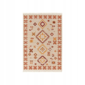 Dywan z frędzlami Kenia Kilim beżowy 120 x 170 cm