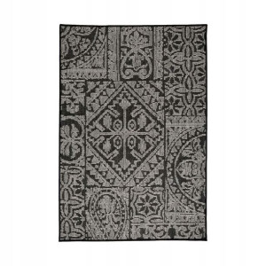 Dywan zewnętrzny Emma ornament czarno-szary 200 x 285 cm