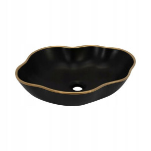 Umywalka ceramiczna nablatowa Pearl Czarna 51 Rea