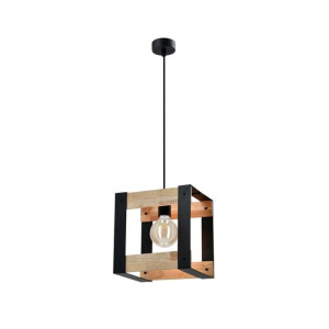 Lampa wisząca Varna czarna z drewnem E27 Candellux