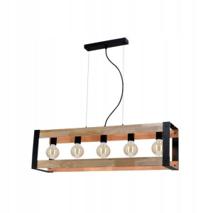 Lampa wisząca Varna czarna z drewnem 5 x E27 Candellux