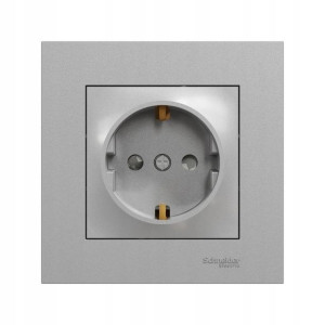 Gniazdo pojedyncze SCHUKO Miluz Ed aluminium SCHNEIDER ELECTRIC