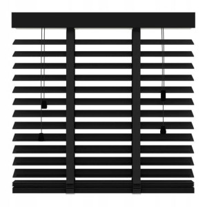 Żaluzja drewniana 80 x 220 cm czarna 50 mm
