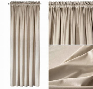 Zasłony Zaciemniające Welurowe Velvet Na Taśmie 140x270 Beżowe Welwet