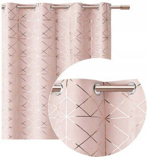 Zasłona GLAMMY Pudrowy róż 140x250 Przelotki Kółka