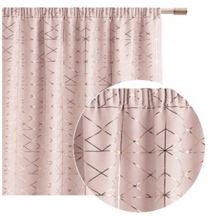 Zasłona GLAMMY Pudrowy róż 140x250 Taśma Żabki