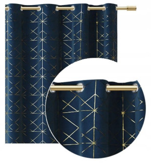Zasłona GLAMMY Granatowa 140x250 Przelotki Kółka