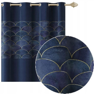 Zasłona HARMONY Malmo Granatowa 140x250 Przelotki Kółka