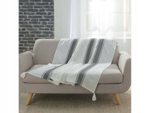 Koc Pled Narzuta INDIRA SZARY CIEMNY 125x150